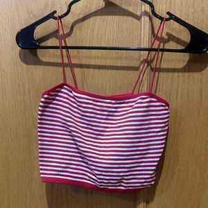 Red and White Striped Women's Top